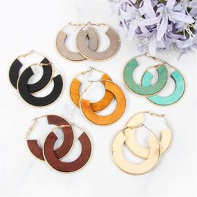 img 1 attached to 🌸 Statement Earrings for Girls - Bohemian Geometric Natural Jewelry