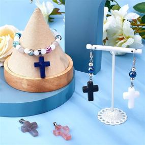 img 3 attached to 50pcs 10 Color Stone Cross Gemstone Pendants Charms 💎 - Cross Quartz Charms for Jewelry Making, Necklace, Earring, and Bracelet