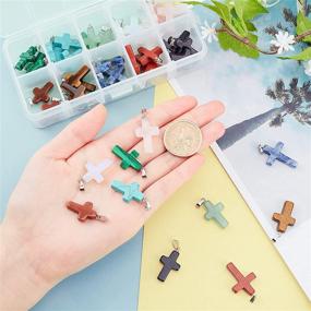 img 1 attached to 50pcs 10 Color Stone Cross Gemstone Pendants Charms 💎 - Cross Quartz Charms for Jewelry Making, Necklace, Earring, and Bracelet