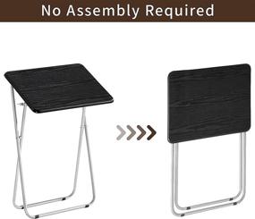 img 2 attached to Aingoo Folding TV Trays Set of 2 - Snack Tables for 🍽️ Couch Sofa - No Assembly Required - Ideal for Eating and More - Black