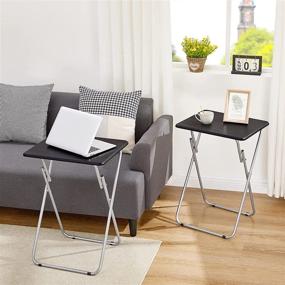 img 3 attached to Aingoo Folding TV Trays Set of 2 - Snack Tables for 🍽️ Couch Sofa - No Assembly Required - Ideal for Eating and More - Black