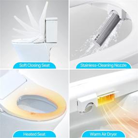 img 2 attached to 🚽 Inus R32 Electric Smart Bidet - Heated Seats, Wireless Remote Control, Night Light, Self-Cleaning Nozzle, Temperature Control Wash – Elongated Toilet (White)