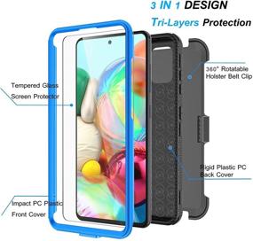 img 3 attached to Njjex Rugged Case for Samsung Galaxy A71 5G with 2-Pack Tempered Glass Screen Protector [Blue] - Shockproof Heavy Duty Locking Swivel Holster Belt Clip Kickstand Hard Cover by Nbeck