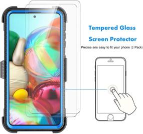 img 1 attached to Njjex Rugged Case for Samsung Galaxy A71 5G with 2-Pack Tempered Glass Screen Protector [Blue] - Shockproof Heavy Duty Locking Swivel Holster Belt Clip Kickstand Hard Cover by Nbeck