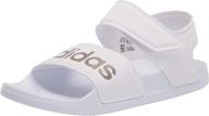 stylish adidas women's adilette sandal slide in white/champagne metallic/white, size 8 logo