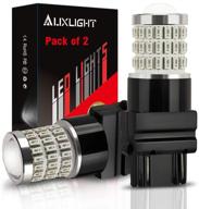 🚦 auxlight 3157 3156 4157 3057 3357 светодиодные лампы, супер яркие 57-светодиодные замены для стоп-сигналов, поворотников, парковочных/габаритных огней, ярко-красные (набор из 2) логотип