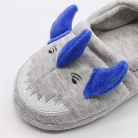 img 3 attached to 🦈 Cute Shark & Dinosaur Cartoon Adjustable House Slippers for Toddler Boys - Soft, Anti-Slip Winter Footwear (Toddler/Little Kid/Big Kid)