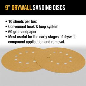 img 1 attached to 🔸 Dura-Gold Premium 9-inch Drywall Sanding Discs - 60 Grit (Pack of 10) - 10-Hole Pattern Sandpaper Discs with Hook & Loop Backing, Fast-Cutting Aluminum Oxide Abrasive - Ideal for Drywall Power Sanders and Wood Sanding