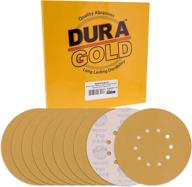 🔸 dura-gold premium 9-inch drywall sanding discs - 60 grit (pack of 10) - 10-hole pattern sandpaper discs with hook & loop backing, fast-cutting aluminum oxide abrasive - ideal for drywall power sanders and wood sanding logo