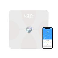 🤖 leaone usb rechargeable bluetooth body fat scale - smart digital bathroom weight scale with body composition analysis app for ios & android - measures body weight, fat, water, bmi, bmr & muscle mass - white, 1 lb logo