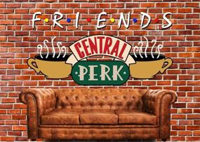 img 3 attached to SJOLOON Central Perk Theme Backdrop: Red Brick Wall, Retro Pub Sofa, and Coffee for Friends Birthday Party Decoration and Photoshoot (11840, 7x5FT) - Ideal for 80s and 90s-themed Parties