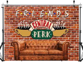 img 4 attached to SJOLOON Central Perk Theme Backdrop: Red Brick Wall, Retro Pub Sofa, and Coffee for Friends Birthday Party Decoration and Photoshoot (11840, 7x5FT) - Ideal for 80s and 90s-themed Parties