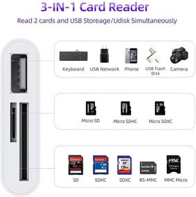 img 3 attached to USB C to Micro SD TF Memory Card Reader: Compatible with iPad Pro, MacBook Pro/Air, Chromebook, XPS, Galaxy S10/S9 and More USB C Devices - 3-in-1 USB Camera Card Reader Adapter