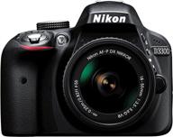 📷 nikon d3300 black digital slr camera with af-p dx 18-55mm vr lens logo