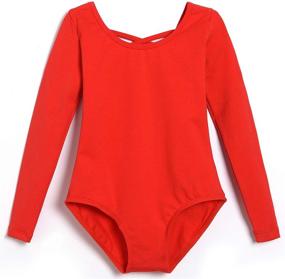 img 1 attached to MOLLDAN Sleeve Leotards Crisscross 2QT5028 20 L: Trendy Girls' Clothing and Active Wear