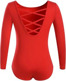 img 3 attached to MOLLDAN Sleeve Leotards Crisscross 2QT5028 20 L: Trendy Girls' Clothing and Active Wear