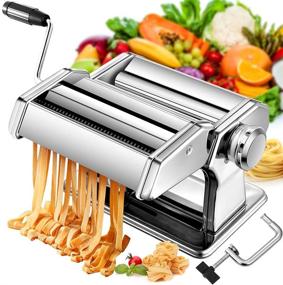 img 4 attached to Adjustable Stainless Steel Pasta Maker Machine with Aluminum Alloy Rollers and Cutter - 7 Thickness Settings for Homemade Spaghetti, Fresh Dough Rolling Press Kit and Noodle Making Tools