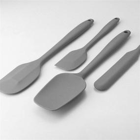 img 2 attached to 🍳 Versatile 4-Piece Silicone Spatula Set: Heat Resistant, Non-Scratch Rubber Spatulas with Stainless Steel Core - Ideal for Baking and Cooking, Gray