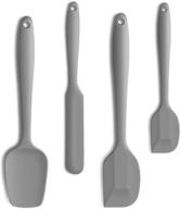 🍳 versatile 4-piece silicone spatula set: heat resistant, non-scratch rubber spatulas with stainless steel core - ideal for baking and cooking, gray logo