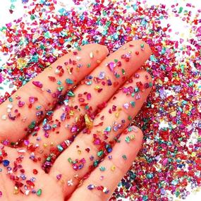 img 2 attached to 🎨 200g Crushed Metallic Glass Chips for Nail Arts, Resin Mold DIY Craft Jewelry Making - 2-4 mm Irregular Irresistible Bright Colors Sequins