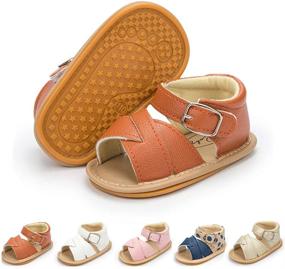 img 4 attached to Basic Leather Sandals - Boys' Anti-Slip Slippers Shoes and Sandals