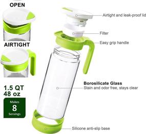 img 3 attached to 💚 Jalousie 46 oz Green Clear Borosilicate Glass Water Pitcher - VJAL-GNWP