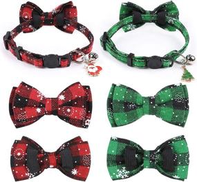 img 1 attached to Charming Christmas Cat Collar Set with Bell, Bow, and Breakaway Bowtie – Perfect for Kittens, Puppies, and Small Dogs