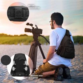 img 3 attached to Waterproof DSLR Camera Sling Backpack with Rain Cover - Ideal Outdoor Travel Bag for Canon, Nikon, Sony, Pentax DSLR Cameras, Lenses, Tripod, Laptop, and Accessories