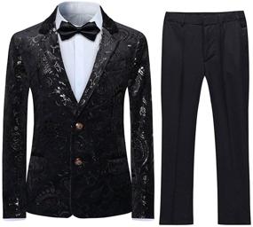 img 4 attached to Stylish Golden Jacquard Wedding Boys' Formal Tuxedo Clothing: Suits & Sport Coats
