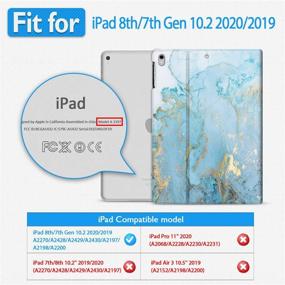 img 2 attached to 📱 Anerimst iPad 8th/7th Generation Case, Compatible with iPad 10.2 inch 2020 2019, Multi-Angle Viewing, Soft TPU Back, Auto Sleep/Wake, Women Girls Protective Smart Cover (Blue Gold)