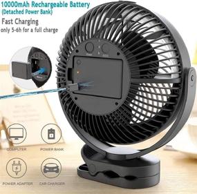 img 1 attached to 🔋 Battery Powered Misting Fan, Portable 8-Inch Clip-on Fan, 10,000mAh Rechargeable, 2 Modes of Mist Output with 200ml Water Tank, 3 Speeds, 360-Degree Rotation