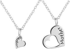 img 4 attached to Penny & Piper Mother Daughter Necklaces: Heart Charm & Heart Cut Out, .925 Sterling Silver Set