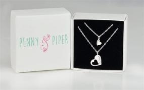 img 2 attached to Penny & Piper Mother Daughter Necklaces: Heart Charm & Heart Cut Out, .925 Sterling Silver Set