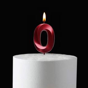 img 1 attached to Vibrant 2.76 Inch Red 0 Birthday Candles: 3D Number 0 Cake Topper for Aesthetic Birthday Decorations - Perfect for Milestone Celebrations (10, 20, 30, 40, 50, 60, 70, 80, 90)