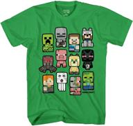 minecraft bobble mobs roll call: kids t shirts with creeper, steve, enderman, and wolf designs logo