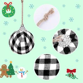 img 2 attached to 🎃 Deloky 16Pcs Buffalo Plaid Fabric Ball- 2.16 Inch Small Christmas Fabric Wrapped Balls for Halloween Party Decor Christmas Tree Decoration Supplies (Black & White)