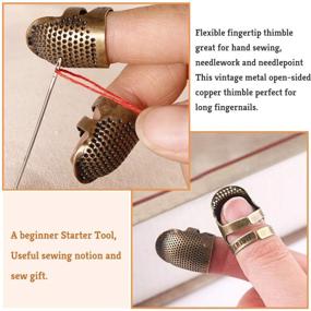 img 1 attached to 🧵 10-Piece Thimble and Finger Protector Set: Metal Thimble in 3 Colors + 4 Leather Finger Protectors | Adjustable Finger Shield Ring for Effective Sewing and Stitching Finger Protection