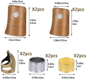 img 3 attached to 🧵 10-Piece Thimble and Finger Protector Set: Metal Thimble in 3 Colors + 4 Leather Finger Protectors | Adjustable Finger Shield Ring for Effective Sewing and Stitching Finger Protection