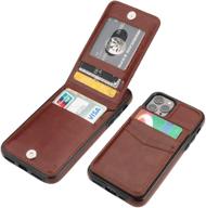 📱 kihuwey iphone 11 pro wallet case with card holder, genuine leather magnetic clasp kickstand, heavy-duty protective cover for iphone 11 pro 5.8 inch (brown) logo