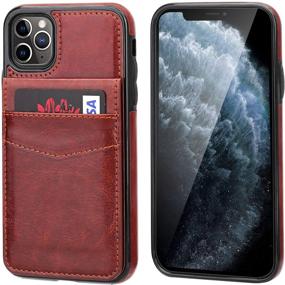 img 2 attached to 📱 KIHUWEY iPhone 11 Pro Wallet Case with Card Holder, Genuine Leather Magnetic Clasp Kickstand, Heavy-Duty Protective Cover for iPhone 11 Pro 5.8 Inch (Brown)