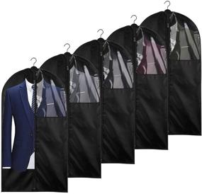 img 4 attached to 👗 5-Pack 43-Inch Oxford Fabric Garment Bags with Zipper and Transparent Window - Travel and Storage Suit Covers, Washable Bags for Suits, Coats, Shirts, Dresses