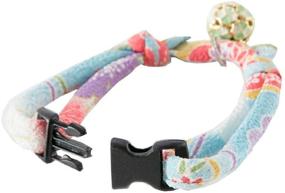 img 1 attached to 🐱 Necoichi Chirimen Cat Collar: Stylish Baby Blue Design with Clover Bell