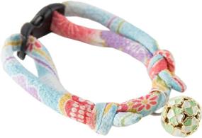 img 2 attached to 🐱 Necoichi Chirimen Cat Collar: Stylish Baby Blue Design with Clover Bell