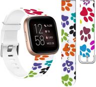 🐶 colorful dog print silicone bands for fitbit versa 2 - stylish replacement straps compatible with fitbit versa series, perfect for women logo