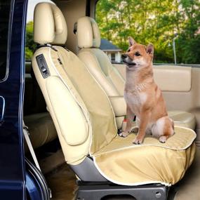 img 4 attached to Petsfit Front Seat Cover for Dogs - Non-slip Washable Protector Against Dirt, Fur, and Scratches | Full Coverage to Seat Edges | Universal Fit for All Vehicles