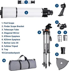 img 3 attached to 🔭 High-Quality Telescope for Adults & Kids Astronomy Beginners: Astronomical Refractor Travel Telescope with Carry Bag, 80mm Aperture 500mm Focal Length AZ Mount & Stable Tripod Included