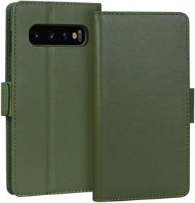 img 4 attached to 📱 FYY Samsung Galaxy S10+ Plus 6.4" Luxury Cowhide Leather Wallet Case with RFID Blocking, Handmade Flip Folio Case featuring Kickstand Function and Card Slots for Galaxy S10+ Plus - Green