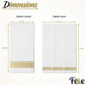 img 3 attached to 🌟 Gold Design 100-Pack Decorative Hand Towels - Disposable Linen-Feel Guest Napkins for Formal Dinners, Anniversaries, Weddings - Ideal for Tables, Guestrooms, Restrooms - 8.5x4-Inch Folded Size