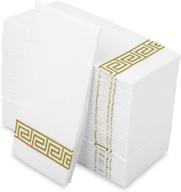 🌟 gold design 100-pack decorative hand towels - disposable linen-feel guest napkins for formal dinners, anniversaries, weddings - ideal for tables, guestrooms, restrooms - 8.5x4-inch folded size logo