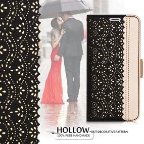 img 2 attached to 🌸 WWW Homelove iPhone XR (6.1 inch) 2018 Case: Luxurious Romantic Carved Flower Leather Wallet Case with Makeup Mirror and Kickstand Feature for Apple iPhone XR 2018 (6.1") Black